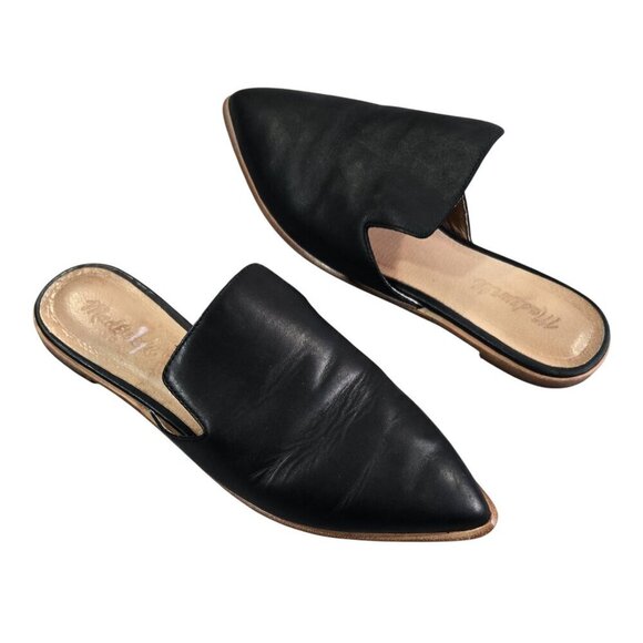 Madewell The Gemma Mule in Leather Black Slip On Flats Capsule G8388 - Picture 1 of 13